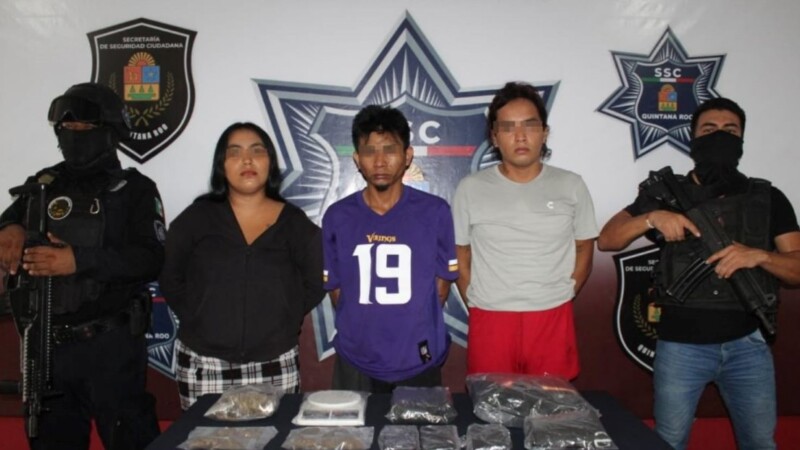 Atrapan a trío de narcomenudistas en la Supermanzana 93 de Cancún