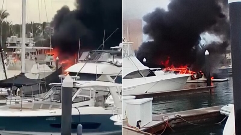 Incendio de yates en una marina deja una persona muerta y dos heridas.