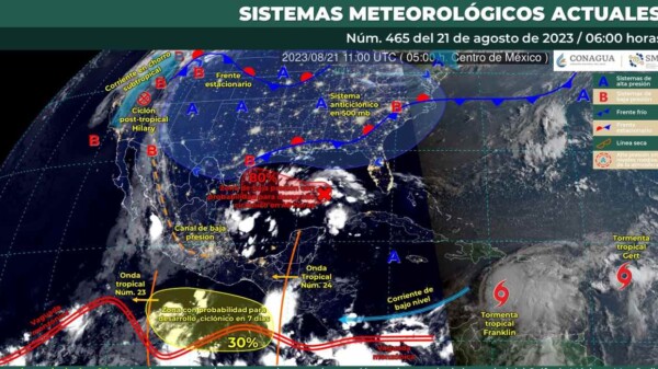 Pronóstico del clima para hoy lunes 21 de agosto 2023 en Quintana Roo.