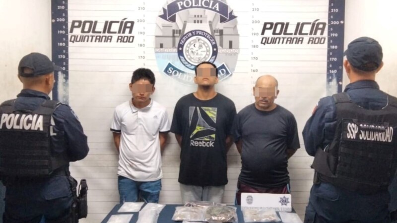 Decomisan 100 dosis de drogas y detienen a cinco sujetos en Playa del Carmen