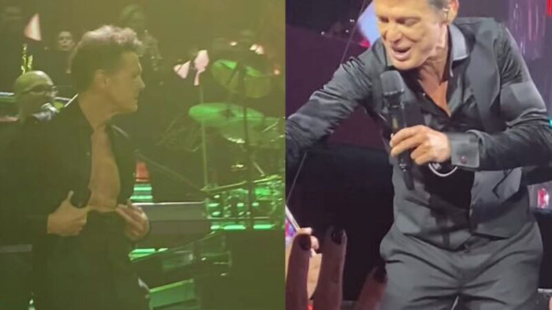 Luis Miguel presume sus abdominales durante concierto