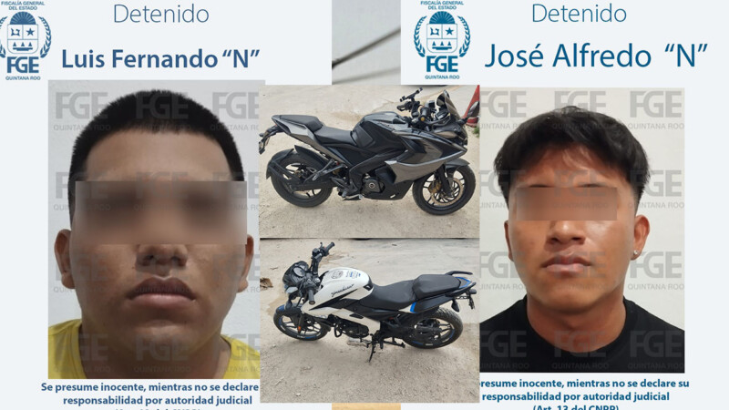 Capturan en Cancún a presuntos narcomenudistas y robamotos