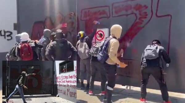 Presuntos normalistas de Ayotzinapa vandalizan el CNI en la CDMX