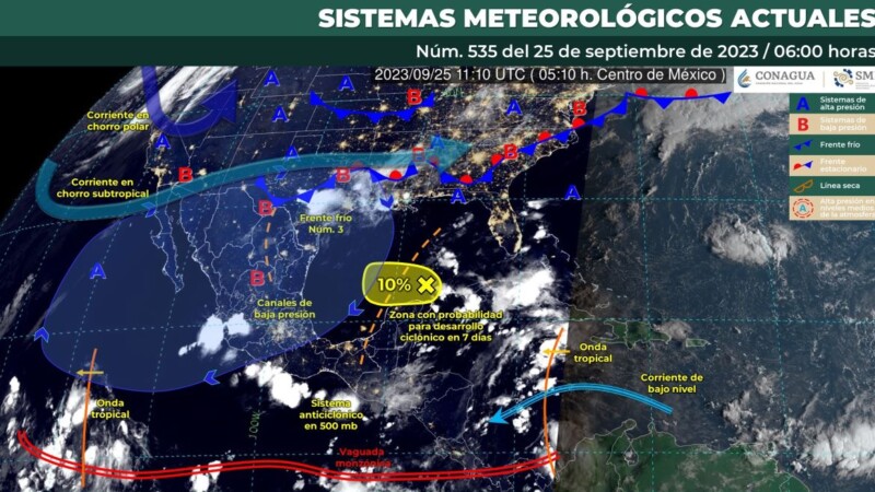 Pronóstico del clima para hoy lunes 25 de septiembre 2023 en Quintana Roo.