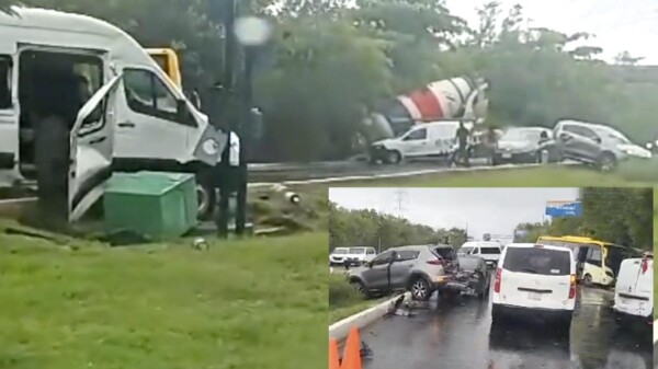 Mal clima ocasiona brutal carambola en zona hotelera de Cancún