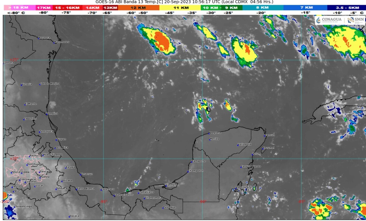Pronóstico del clima para hoy miércoles 20 de septiembre 2023 en Quintana Roo; cielo medio nublado, lluvias y chubascos con descargas eléctricas por la tarde.