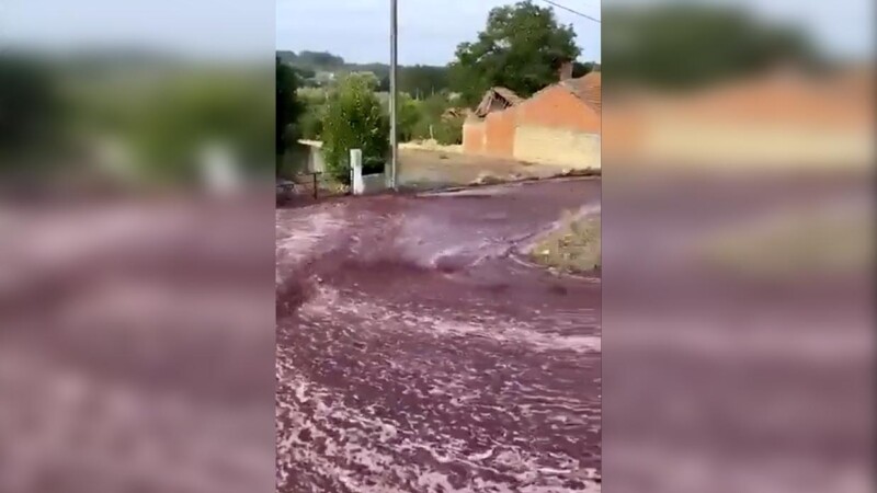 Se inunda poblado en Portugal...con vino!!