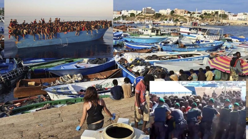 Migrantes africanos protagonizan "invasión" de isla en Italia