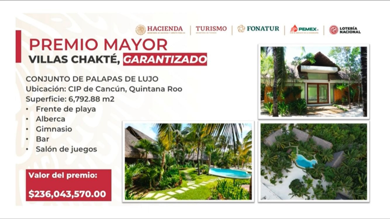 Invita AMLO a la rifa de la antigua descanso de presidentes en la Zona Hotelera de Cancún; 500 pesos cuesta el cachito del sorteo del 15 de septiembre.