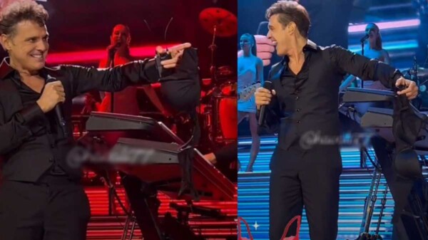 Luis Miguel recibe el brasier de una fan en el escenario