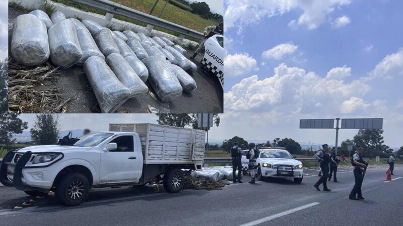 Cachan a conductor en Jalisco con 400 kilos de "mota"