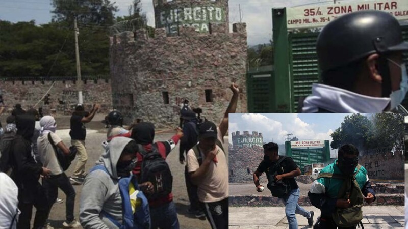 Atacan estudiantes de Ayotzinapa cuartel militar en Guerrero