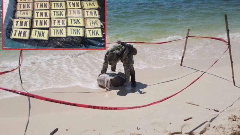 Recala bulto con 25 paquetes de cocaína en Cozumel