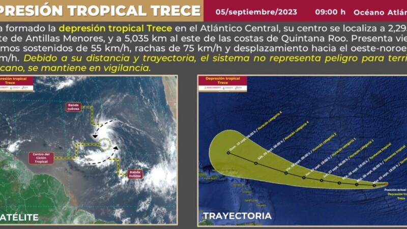 Se forma la depresión tropical No. 13 de la temporada. ¿Afectará a Quintana Roo?