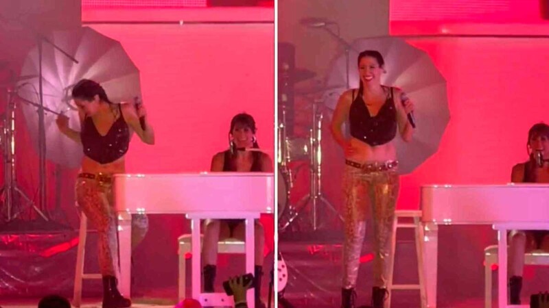 VIDEO: Ashley, de Ha*Ash, se le subió una cucaracha en pleno show