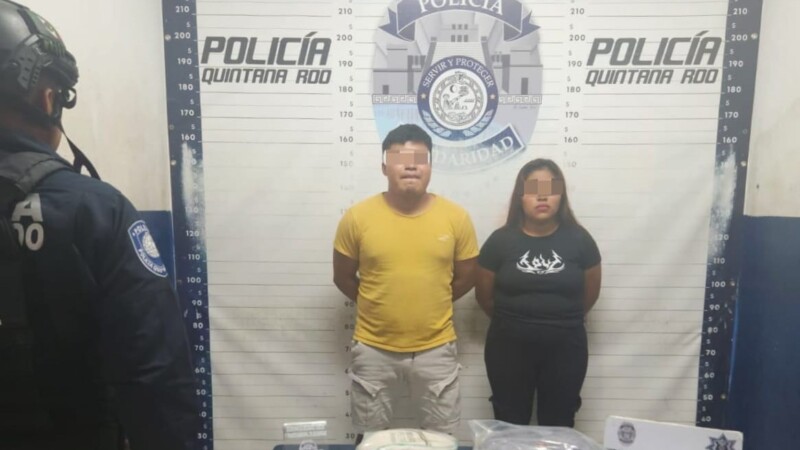 Detienen a pareja con 360 dosis de drogas en Playa del Carmen