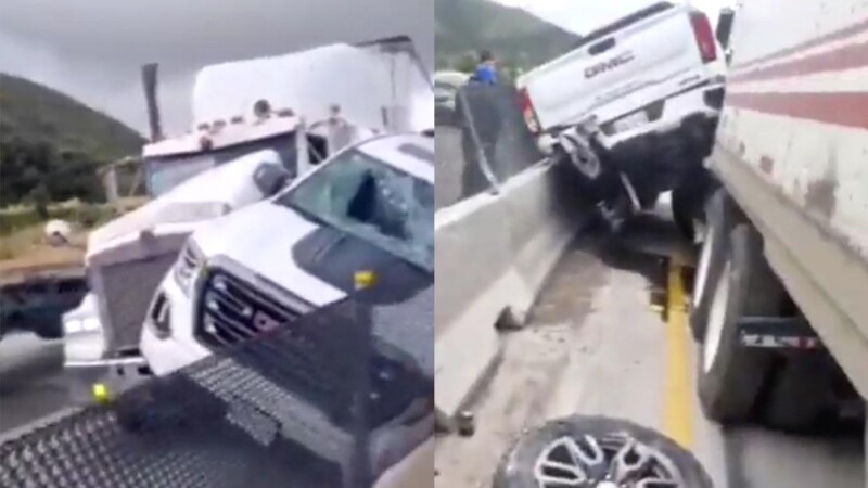 Trailero evita ser asaltado arrollando a sus atacantes en Hidalgo