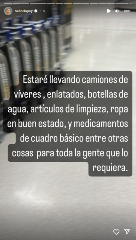 Belinda prepara colecta para ayudar a damnificados de Acapulco
