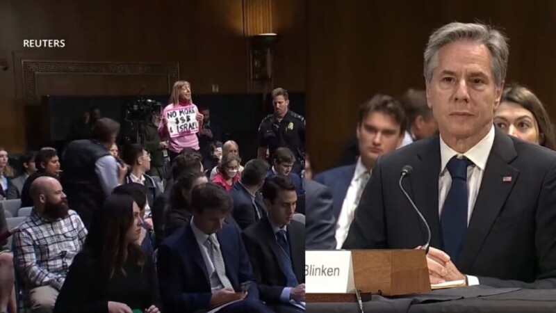 Interrumpen a Blinken, exigen que salven a los niños en Gaza