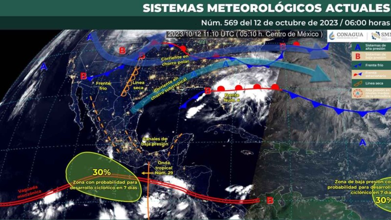 Pronóstico del clima para hoy jueves 12 de octubre 2023 en Quintana Roo.