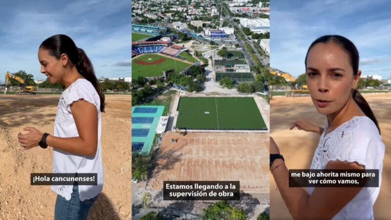 Supervisa Ana Paty Peralta avance en obras en canchas de la SM-21