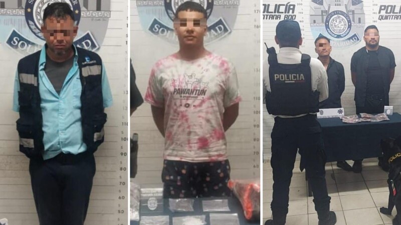 Detienen con drogas a cuatro sujetos en Playa del Carmen.