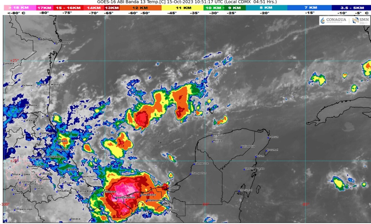 Pronóstico del clima para hoy domingo 15 de octubre 2023 en Quintana Roo; cielo medio nublado a nublado y lluvias puntuales.