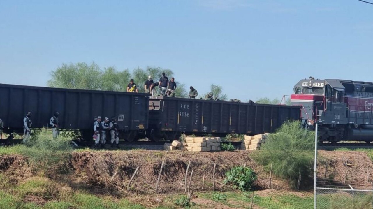 Incautan droga en los vagones de un tren en Culiacán; los paquetes fueron hallados gracias a perros entrenados.
