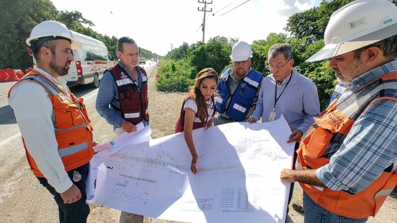 Supervisa Mara Lezama inicio de obra en la 180 D, acceso a la estación del Tren Maya en Cancún