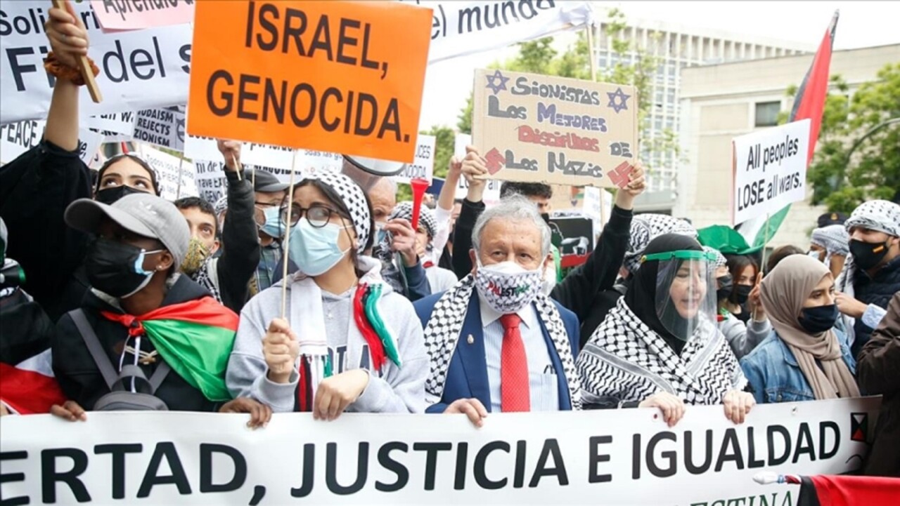 Manifestaciones en Madrid, España, en favor de Palestina y su pueblo.