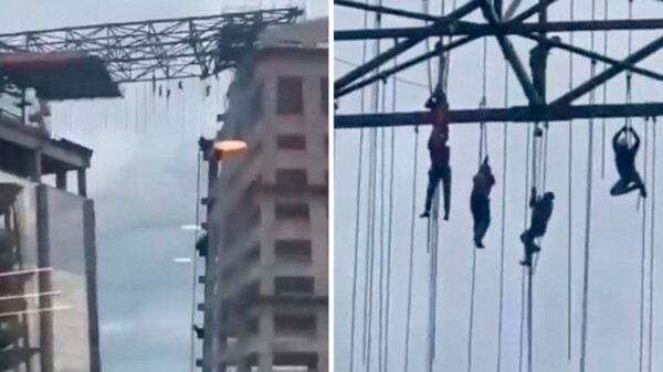 Terror en las alturas: obreros quedan colgados a 140 metros del suelo; uno murió (VIDEO)