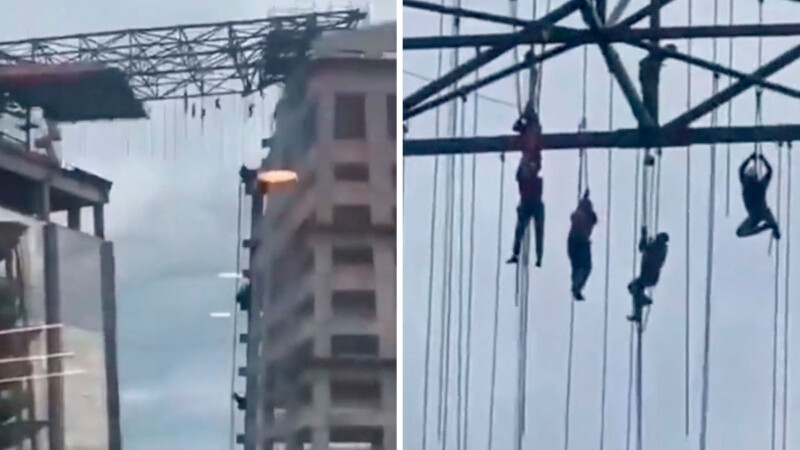 Terror en las alturas: obreros quedan colgados a 140 metros del suelo; uno murió (VIDEO)