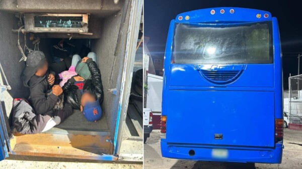 Aseguran a 100 migrantes hacinados en autobús de pasajeros.