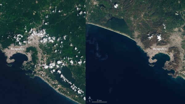 NASA difunde antes y después de Acapulco, tras el paso de Otis