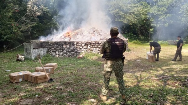 Autoridades incineran drogas y objetos ilícitos en Bacalar
