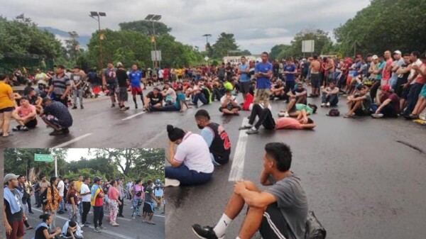 En busca de salvoconductos, bloquean migrantes carretera en Chiapas