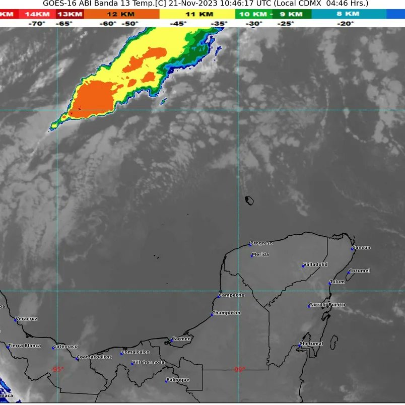 Pronóstico del clima para hoy martes 21 de noviembre 2023 en Quintana Roo; cielo medio nublado, así como lluvias aisladas en el estado.