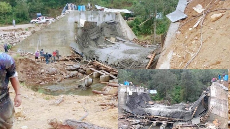 Colapsa puente en construcción en Oaxaca, hay 6 heridos