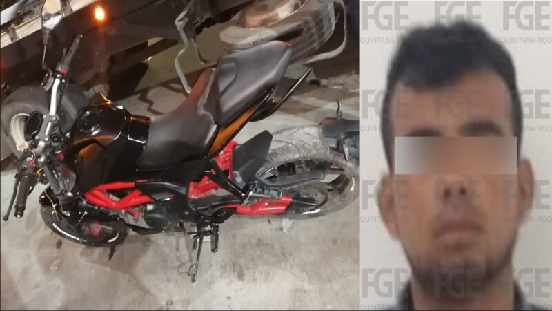 Lo detienen con moto robada en Cancún; piden denunciarlo ante la FGE