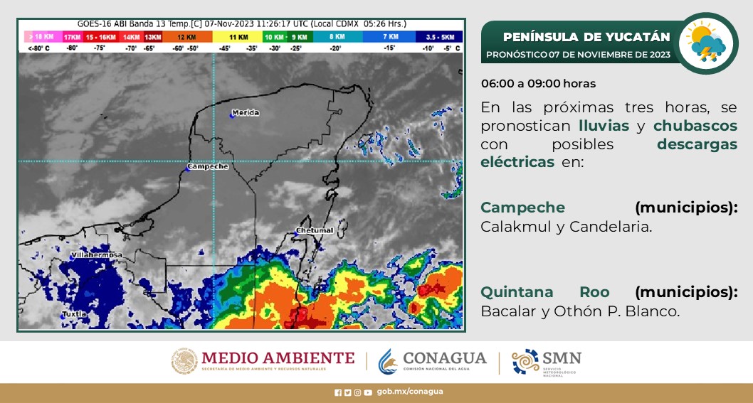 Pronóstico del clima para hoy martes 7 de noviembre 2023 en Quintana Roo; durante la tarde, probabilidad de lluvias aisladas en el estado.