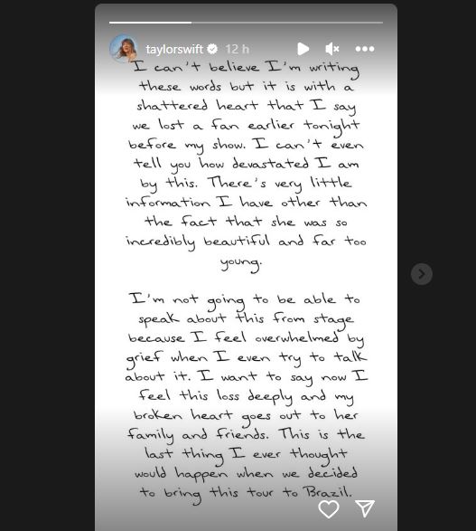 Fan muere durante concierto de Taylor Swift