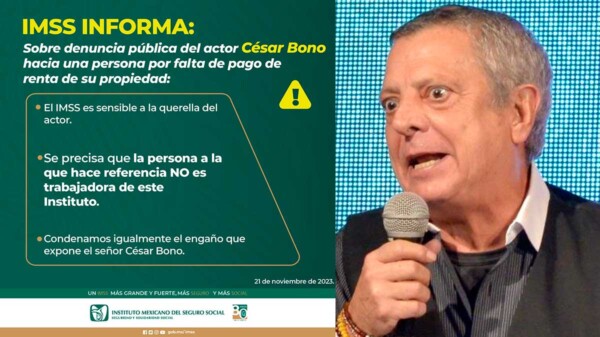 IMSS desmiente vínculo laboral con inquilina de César Bono