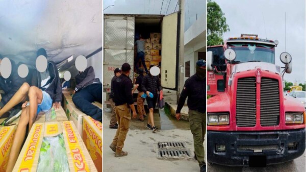 Aseguran a 14 indocumentados en un tráiler cargado con plátanos.