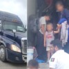 Abandonan tráiler con 215 migrantes en Veracruz (VIDEO).