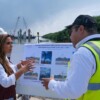 Mara Lezama supervisa avances del puente Nichupté en Cancún, una obra de beneficio social