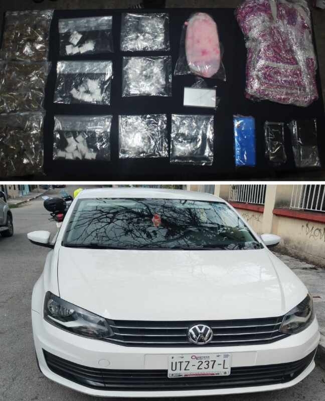 Detienen en flagrancia a tres narcomenudistas en Villas del Mar; les decomisaron varias dosis de alcaloides, así como un auto y una motocicleta.