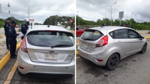 Detectan en filtro policiaco un vehículo robado en Playa del Carmen.