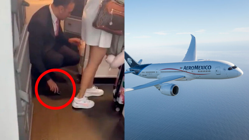 Exhiben a sobrecargo de Aeroméxico grabando bajo la falda de una pasajera