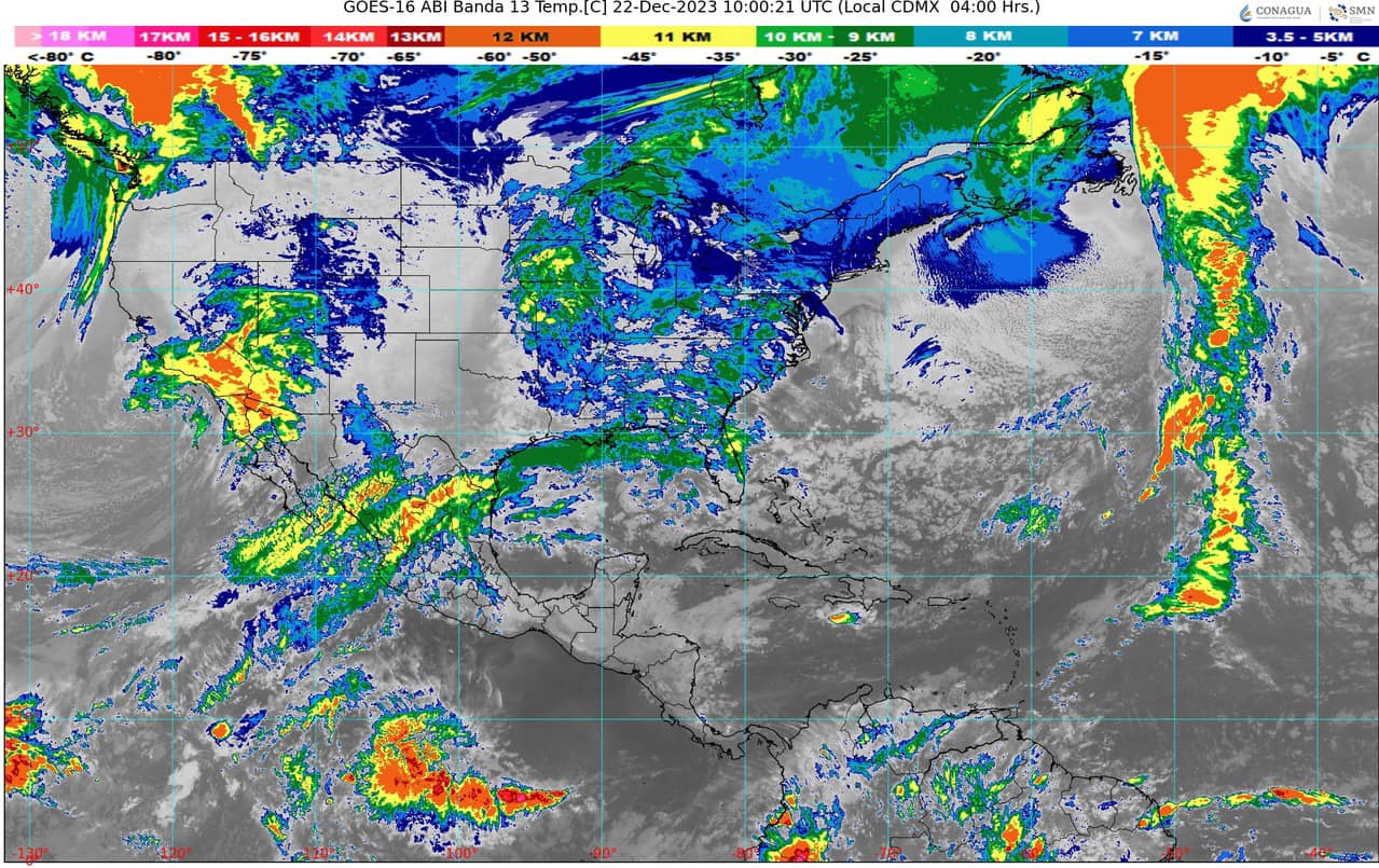 Pronóstico del clima para hoy viernes 22 de diciembre 2023 en Quintana Roo; cielo medio nublado durante el día y probabilidad de chubascos.