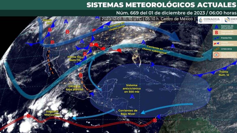Pronóstico del clima para hoy viernes 1 de diciembre 2023 en Quintana Roo.